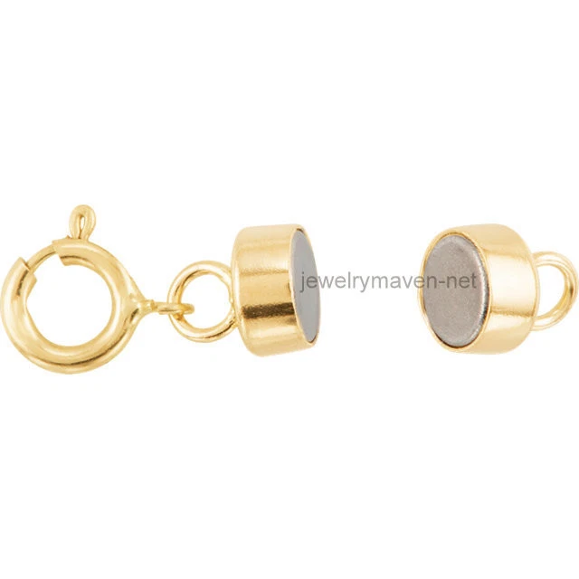 6mm SPRING RING 4.5mm 14k MAGNETIC CLASP Converter Extender Yellow SOLID Gold - Image 2 of 4