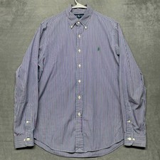 Ralph Lauren Dress Shirt Mens 16/L Purple Multi Striped Custom Fit Business