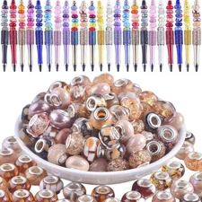 Large Hole Beads for Jewelry Making 120pcs 14mm Large Hole Murano Beads for Pens