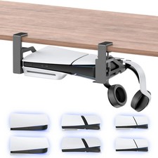 No-Drill PS5/Slim/Pro Under Desk Mount, Metal Under Desk PS 5 Mount for PS5 S...