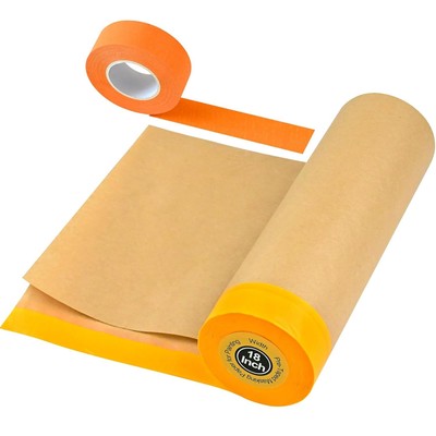 Pre-Taped Masking Paper for Painting, 18 Inch X 66 Feet Painters Paper Roll and