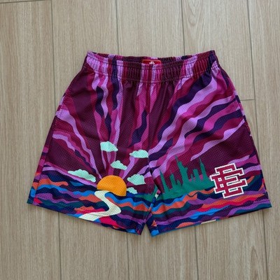 Eric Emanuel EE Shorts Purple Skyline Sunsets Size L Kai Cenat Brand New