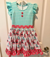 Eleanor Rose Sailboat Dress Ruffle Shorts Set Size 6 7