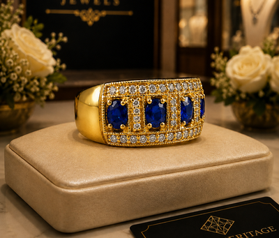#ad 3.00 Ct Oval Natural Sapphire amp; Diamond Anniversary Gift Ring 14k Yellow Gold 7 $248.00