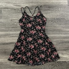 American Eagle Floral Mini Dress Sz L Whimsigoth Grunge 90s Boho Roses Babydoll