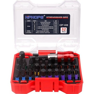 Schrauberbit Set 32tlg. S2 Stahl Torx PH PZ Hex Schlitz Werkzeugset