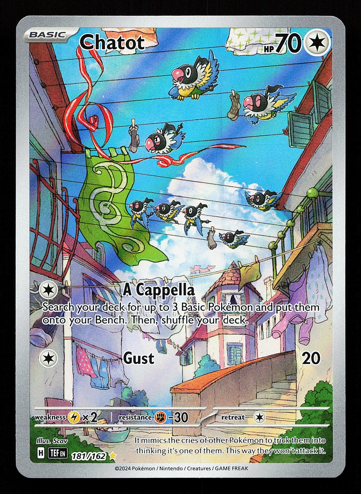 Chatot 181/162 Illustration Rare Temporal Forces Pokémon Card