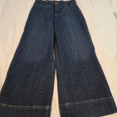 Lee Wide Leg Jeans Womens 14S Dark Wash Excellent High Rise Stretch Denim
