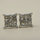 14k White Gold Natural Princess Cut Diamond Stud Earrings 1.0g Approx 0.15 CTW — photo 8