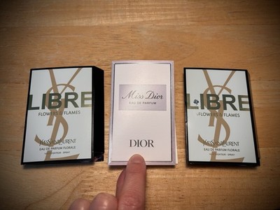 Miss Dior EDP 1ml + 2x YSL Libre Flowers & Flames 1.2ml Samples | New Unused