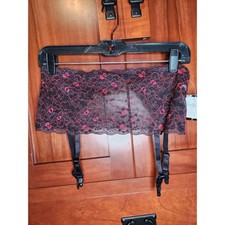 NWT Frederick's of Hollywood Seduction Black and Red Lace Garter Belt Size S/M