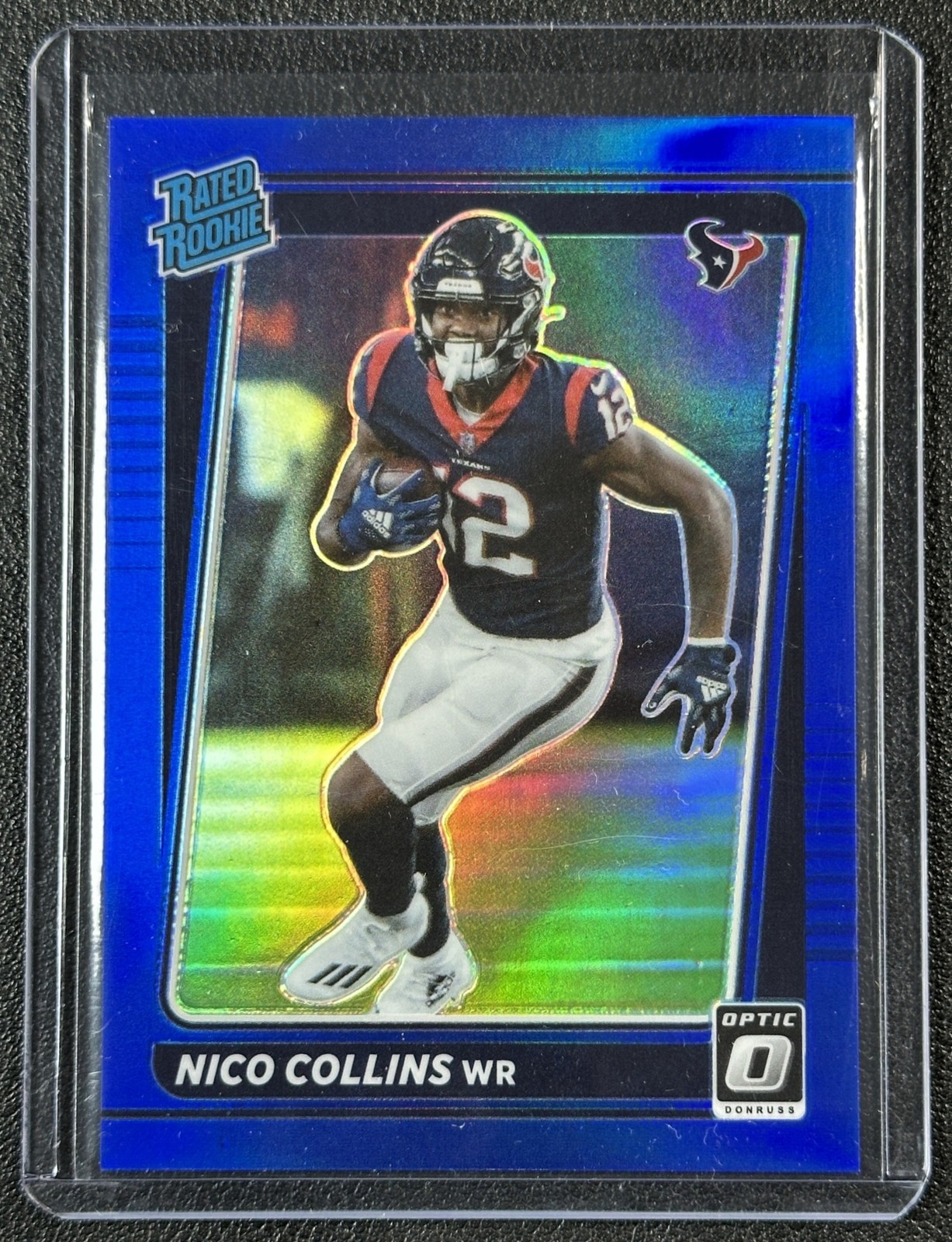NICO COLLINS 2021 PANINI DONRUSS OPTIC #230 ROOKIE BLUE PRIZM RC 109/179 TEXANS