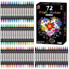 72 Colors Dual Tip Acrylic Paint Markers,Waterproof, Non-, odorless, Suitable...