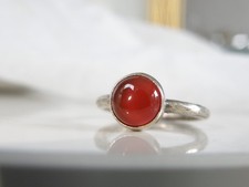Rustic Sterling Silver 925 Natural Carnelian Band Ring Size 6.5