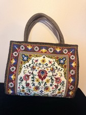 Unique Vintage Tapestry Purse Floral Rug Tote Bag Boho Retro Statement 12x12  