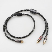 Single RCA Male to 2-RCA Male Gold-Plated Y-Splitter Hifi Audio Subwoofer Cable
