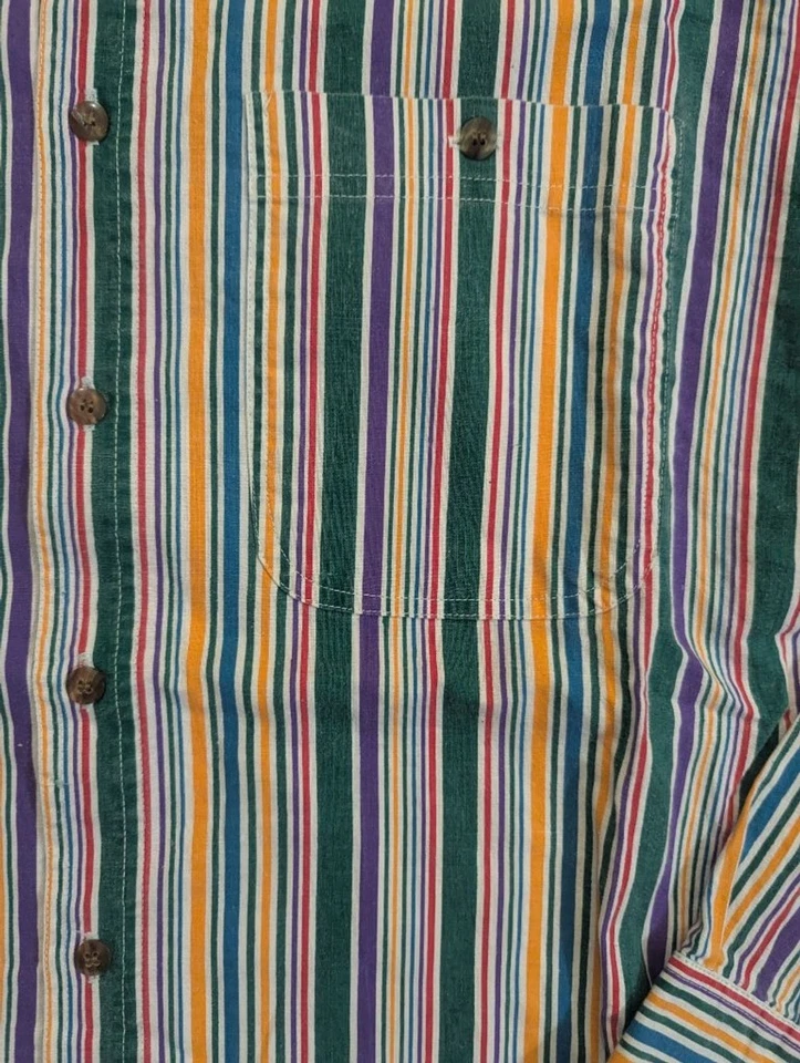 Timber Trail Striped Western Shirt Medium Bright Colors Cowboy Vintage - Image 4 of 4