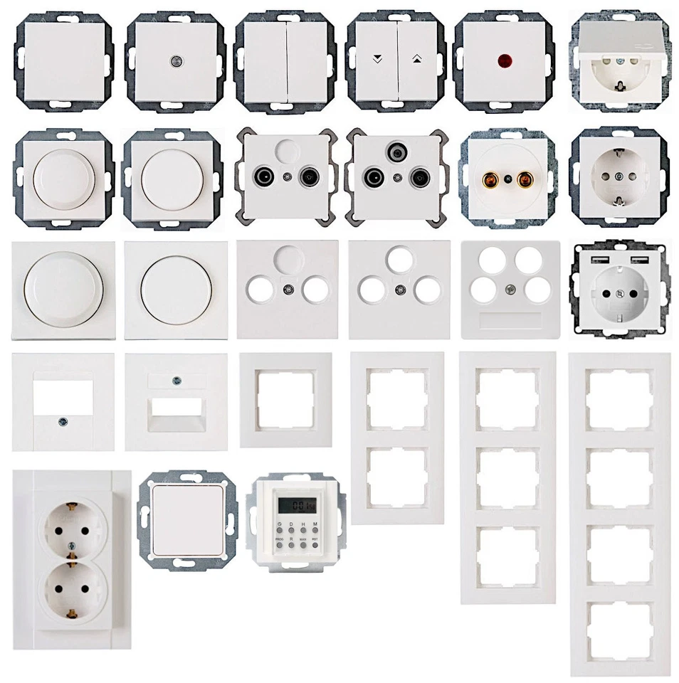 Kopp Athenis reinweiß HK07 Antenne Dimmer Rahmen Schalter Steckdosen Taster TAE