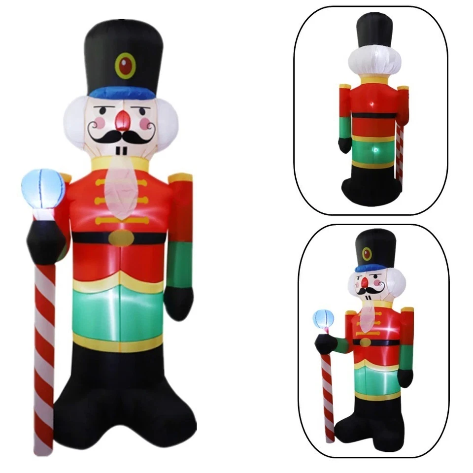 2.4M Inflatable Nutcracker Soldier built-in LED Light Outdoors Christmas — 第 2/4 张图片