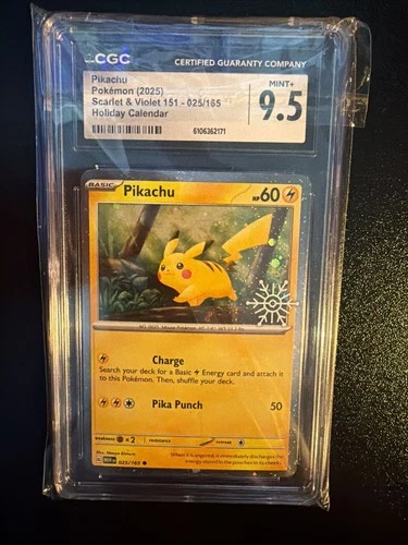 CGC 9.5 Pikachu 025/165 Holiday Calendar Pokemon Cosmos Holo