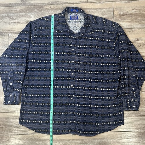 Pendleton Shirt Mens XL Blue Aztec Pearl Snap Long Sleeve Southwestern Corduroy - Picture 5 of 6