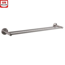 24 Inch Wall Mounted Double Towel Bar Satin Nickel Metal Bathroom Holder New