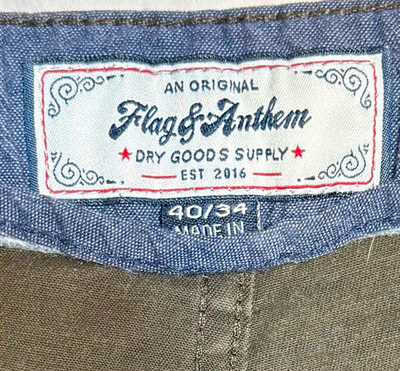 Flag & Anthem Men's Olive Green Denim Casual Pants Reg Fit Straight 40'' Waist