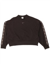 NIKE Womens Crop Oversized Graphic Sweatshirt Jumper UK 10 Small Black BX14