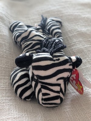 Ty Beanie Baby Ziggy Zebra W/ VERY RARE FACE & TAG Errors + Poem Errors PVC 4063
