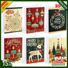 30 PCS Boxed Christmas Cards Assortment Elegant Icons with Envelopes, Diverse Fe