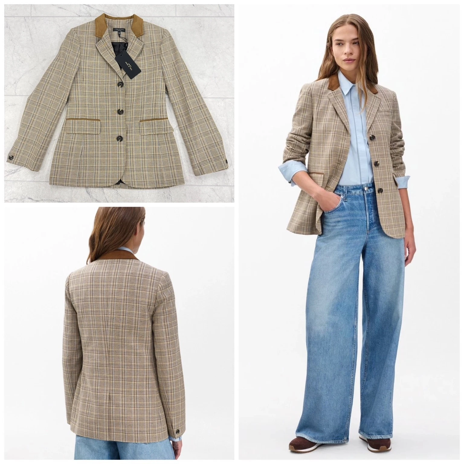 NWT $698 Rag & Bone Women's Evia Plaid Blazer In Tan Multi Size:10
Opens in a new window or tab