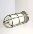Vtg R&S Co. NY Russell Stoll Milk Glass Nautical Cage Lamp Light Fixture -jj