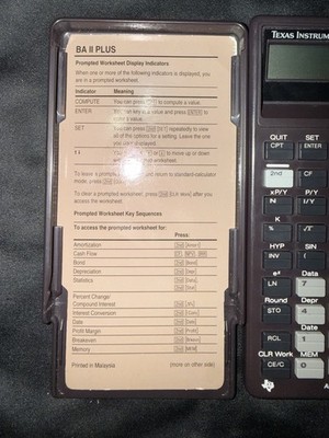 Vintage Texas Instruments BA II Plus Professional Financial Calculator Working