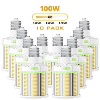 10PACK 100W LED Corn Light Outdoor Indoor Garage Lamp 4500K-5700K Adjustable E39