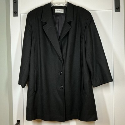 Vtg Forecaster of Boston Wool Pea coat Jacket Long Lined Black Women Size 20