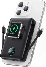 Magnetic Portable Charger for MagSafe with Built-in Cable, iWatch Charger,10800m