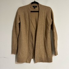 Charter Club Luxury Cashmere Tan Open Front Cardigan Sweater Medium Neutral