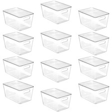 Clear Stackable Storage Bins - Bathroom  Kitchen Organizer