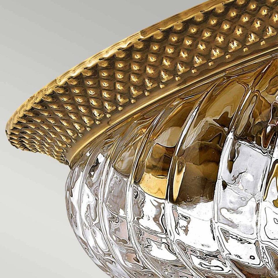 Deckenleuchte rund Messing Glas 2x E27 D: 30,5 cm Deckenlampe Wohnzimmer Flur - Bild 3 von 4