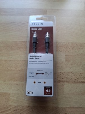 Belkin Digital Coaxial Audio Cable 2 m Länge Audiokabel Schwarz HiFi Neu in OVP