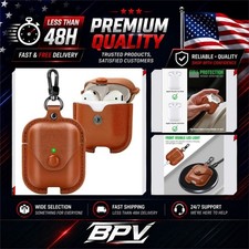AirPods Case for Apple AirPods 1st 2nd Gen Leather Keychain Cover