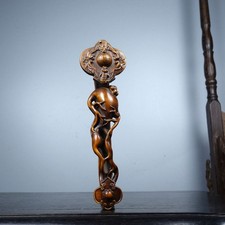 Chinese Natural Boxwood Hand-carved Exquisite Ginseng Ruyi Statue 人生如意手把件 9031