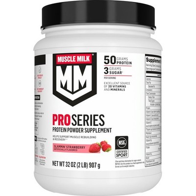 Muscle Milk Pro Series Protein Powder Supplement Slammin Strawberry 2 Pound