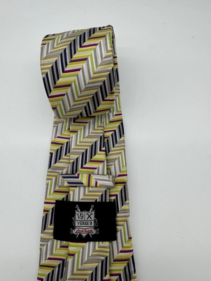 Corbata clásica a rayas negras dorada abstracta 100 % seda verso 9 para hombre Foto 4 de 4