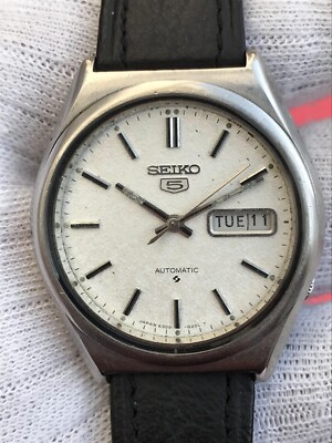 Vintage Seiko 5 Automatic Snow Flake White Dial 6309-8190 Japan