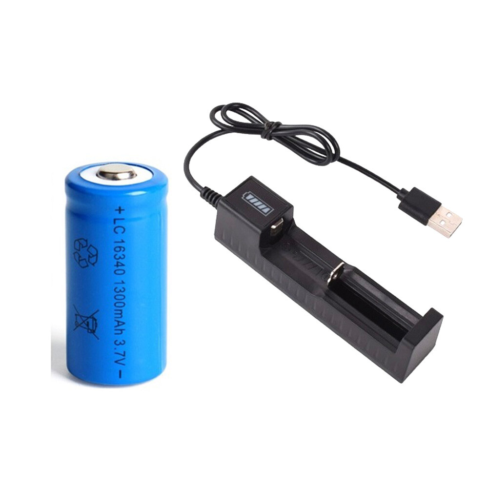 16340 Battery 1300mAh 3.7V Liion 16340 Rechargeable Battery USA Smart Charger eBay