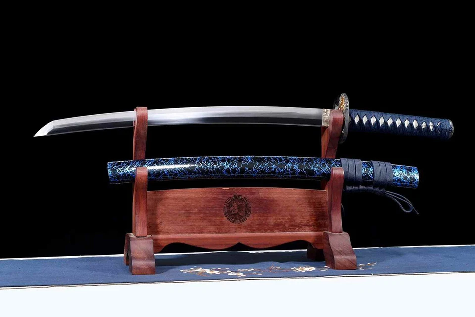 Espada Wakizashi Samurai Japonés Azul Afilado Templado Arcilla Shiage-tōgi Full Tang Foto 2 de 4