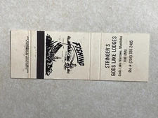 J20 Vintage Matchbook Cover Stringer's God Lake Lodges Manitoba Canada