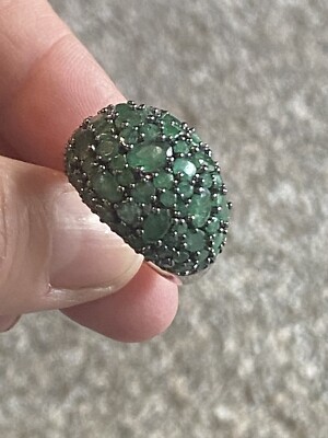 Sterling Silver 5.00cttw Brazilian Emerald Dome Ring  QVC