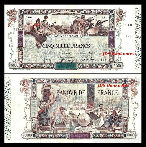 2x 5, 10, 20, 5000 Francs - Édition 1916 - 1937 - Reproduction - 14 - Photo 4 sur 7